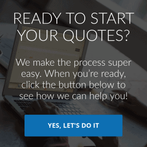 alt="Text picture with a big note on top saying 'Ready to start your quotes?' a button in blue at the bottom that say's 'Yes, Let's do it'."