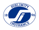 alt="Sublimity insurance logo, with a white and Blue circle in the center.