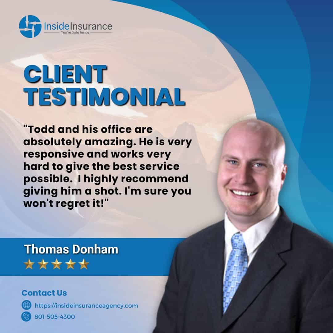 Google Review of Inside Insurance by Thomas Donham