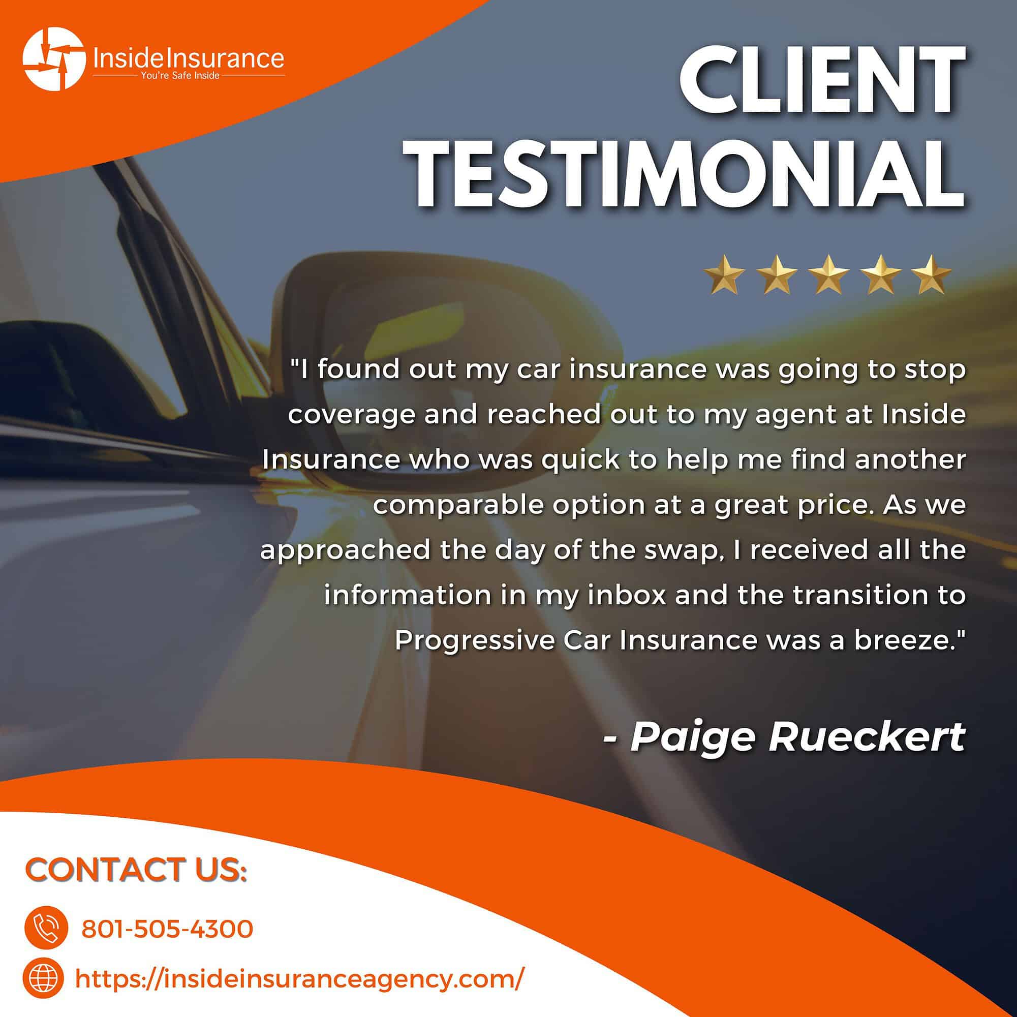 Google Review of Inside Insurance by Paige Rueckert