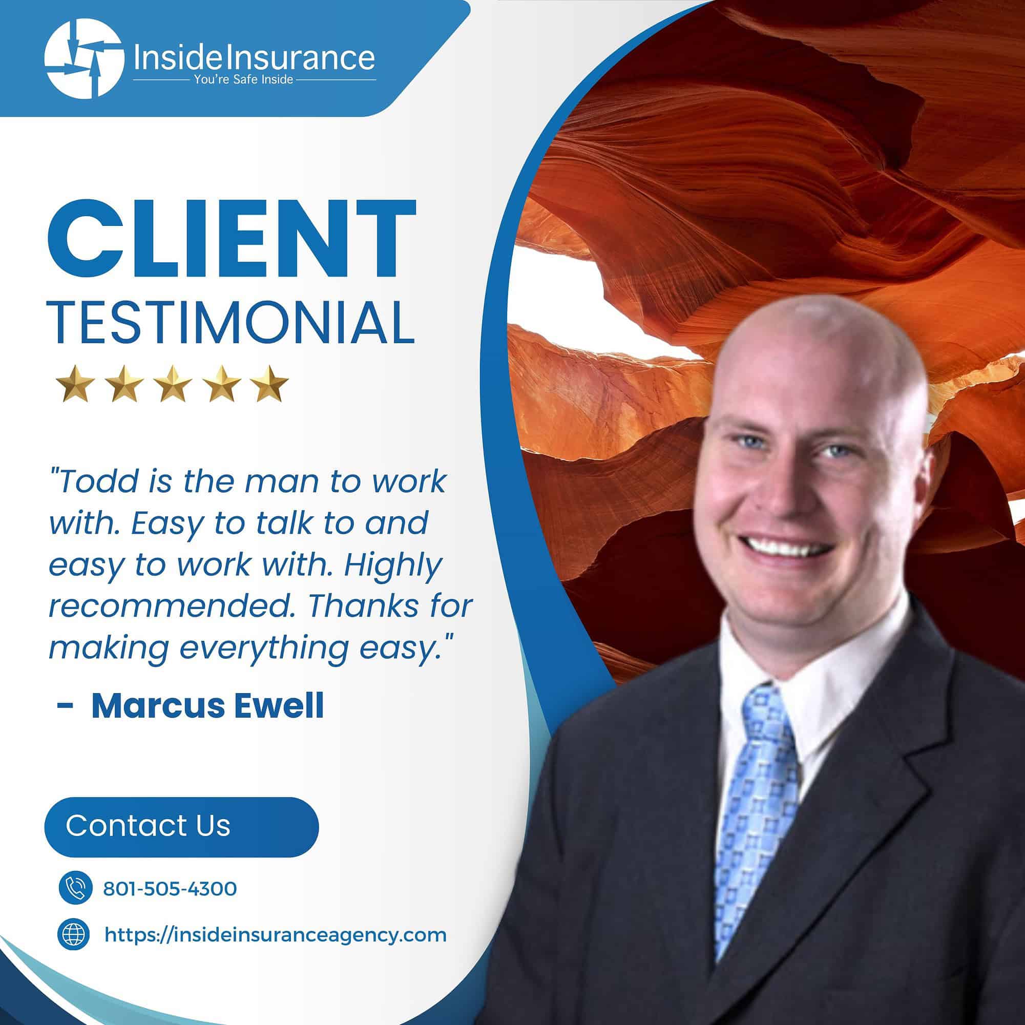 Google Review of Inside Insurance by Marcus Ewell