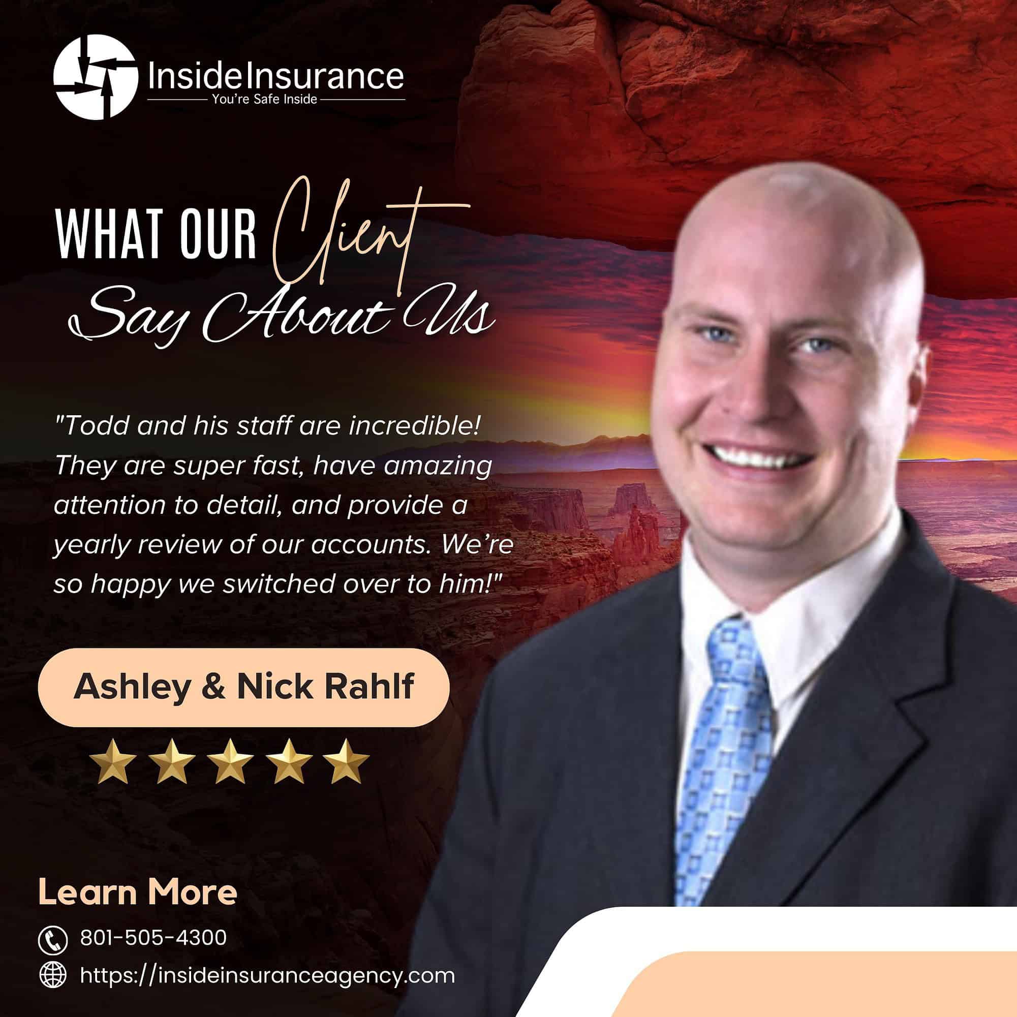 Google Review of Inside Insurance from Ashley and Nick Rahlf